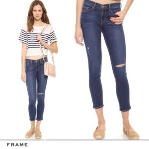 Frame Le‎ Skinny de Jeanne Crop Jeans Size 26 Denim Blue in Latigo Canyon